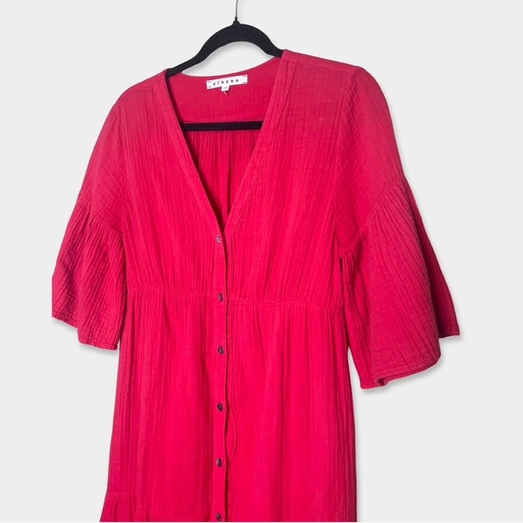 XIRENA Cotton Gauze Midi Dress Size XS Red Color GUC - Picture 4 of 5